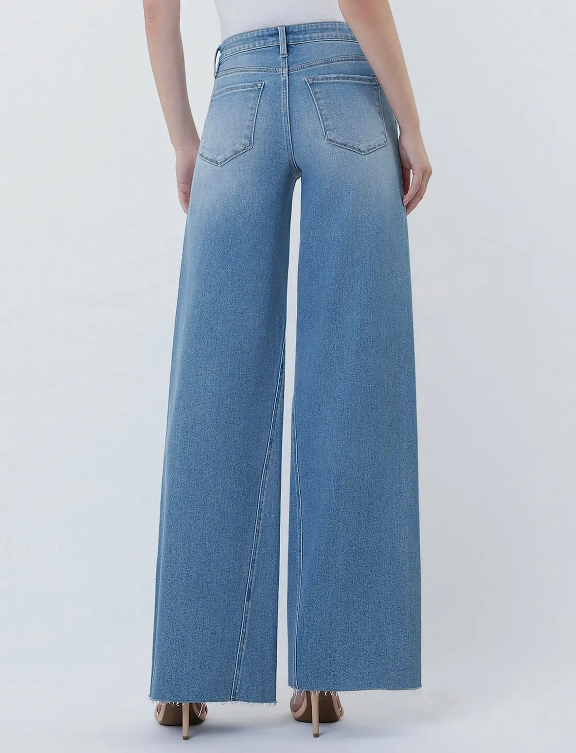 High Rise twisted seam wide leg jeans