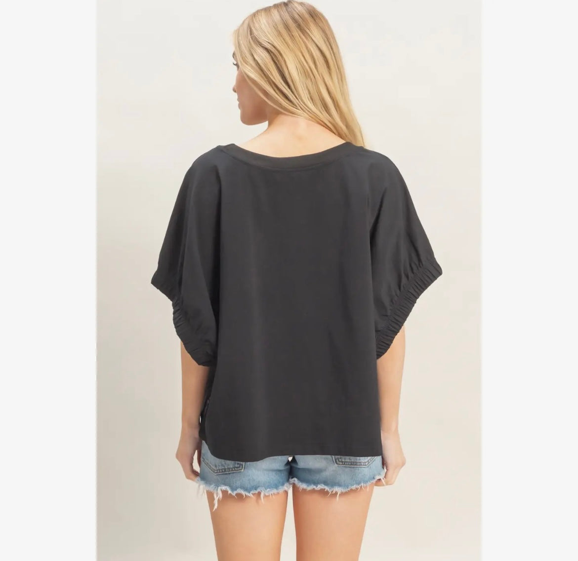 Cotton Boat Neck Dolman Top | Off Shoulder Flutter Sleeve Blouse