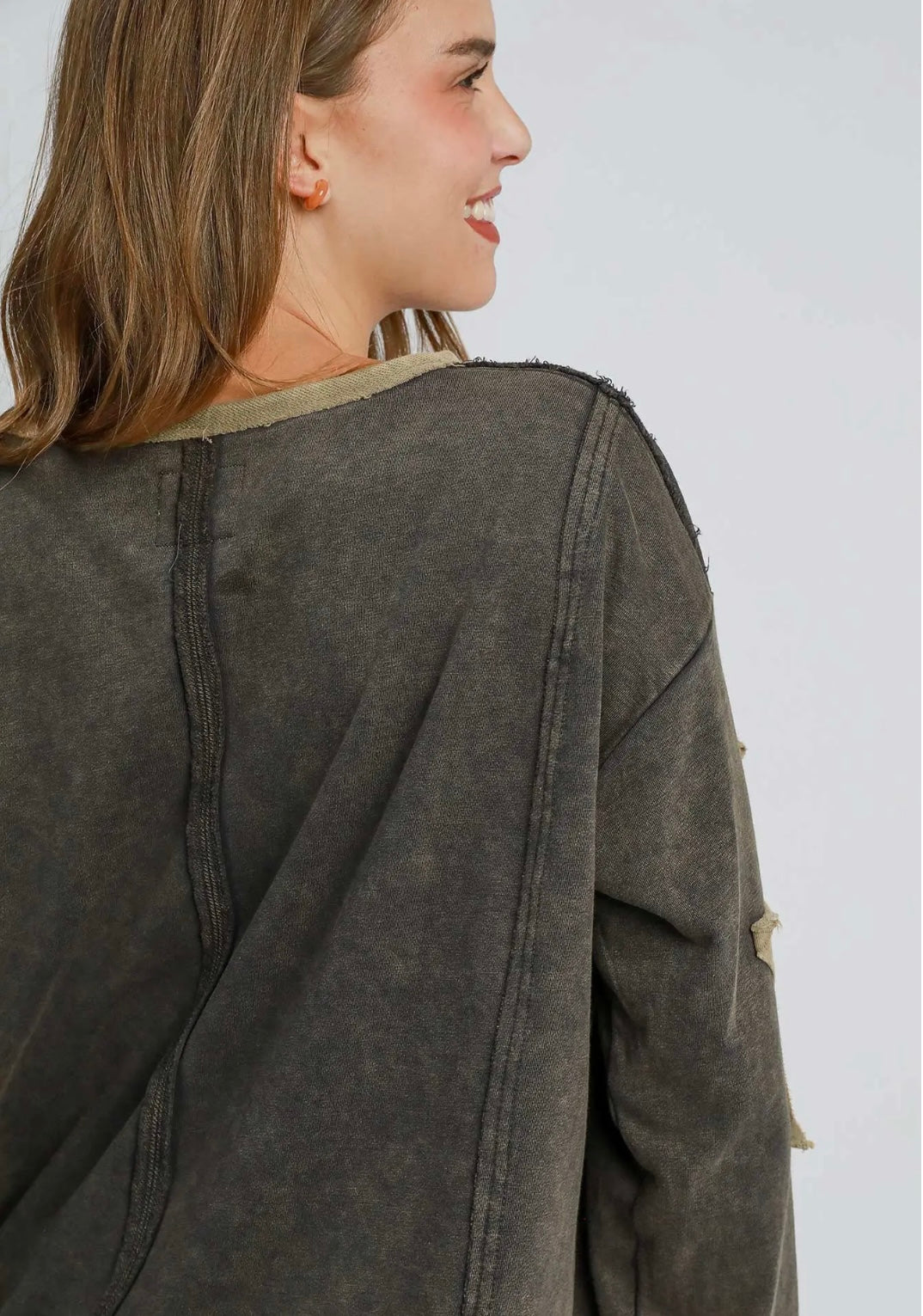 Lucky Star, mineral washed star patch sweatshirt