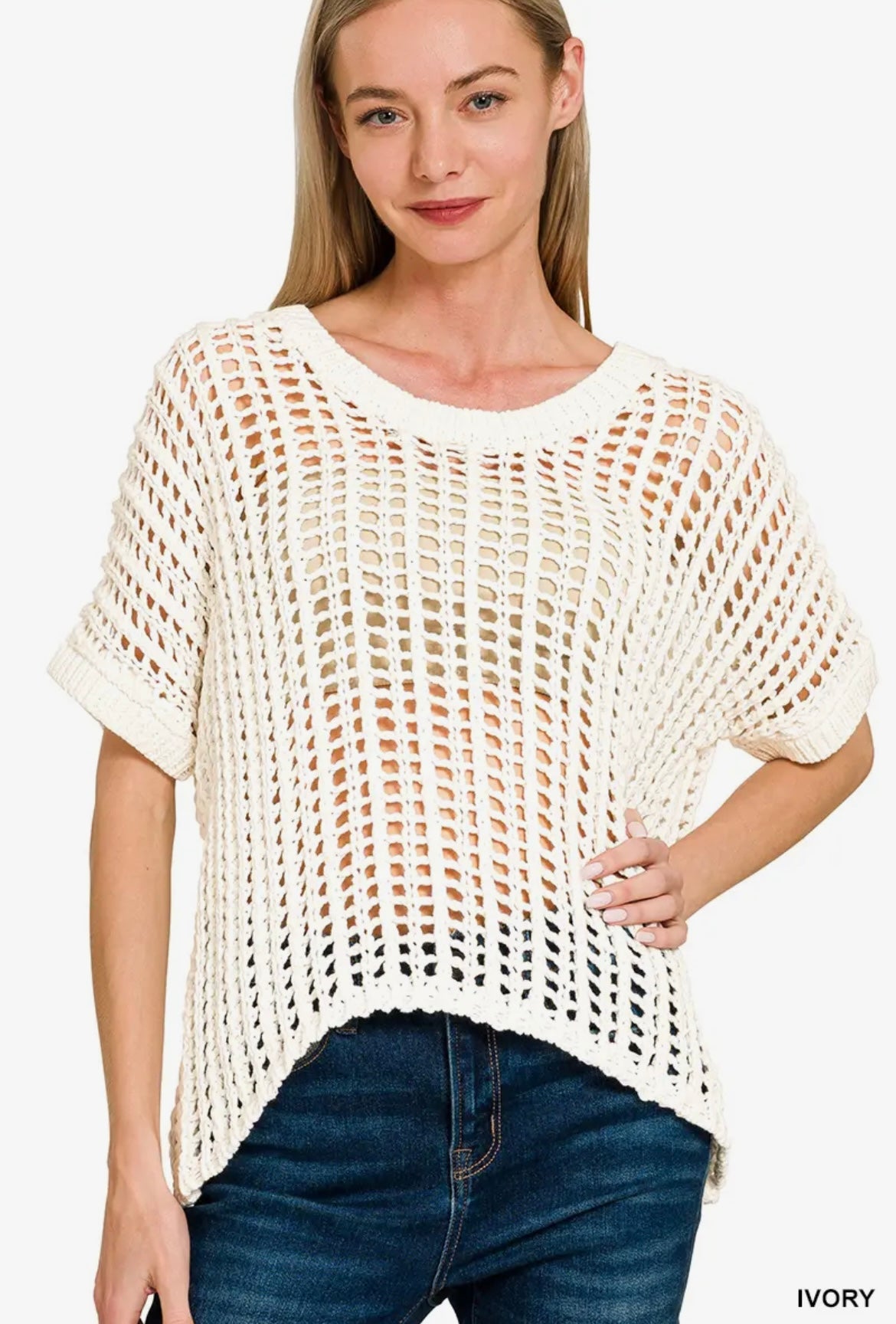Seaside Drift Open Knit Sweater