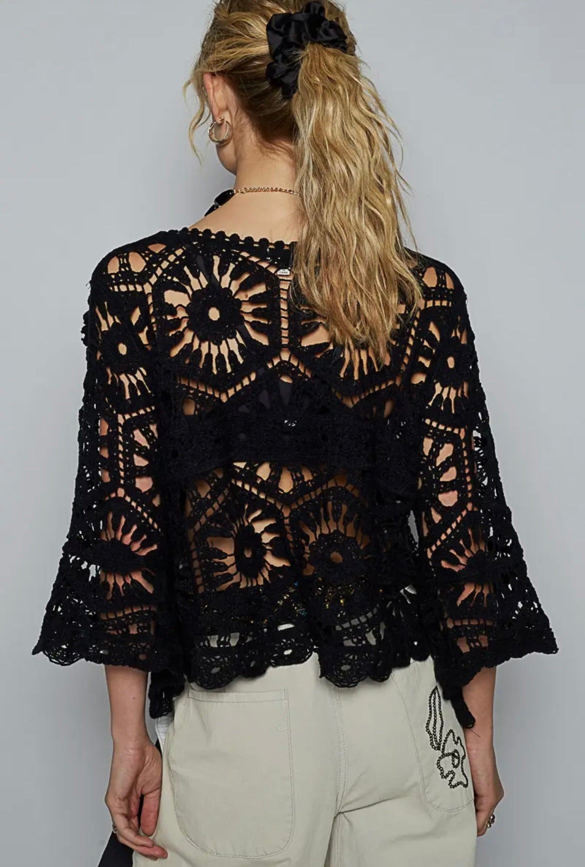 POL, Black crochet top