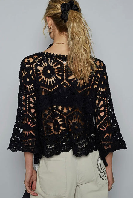 POL, Black crochet top
