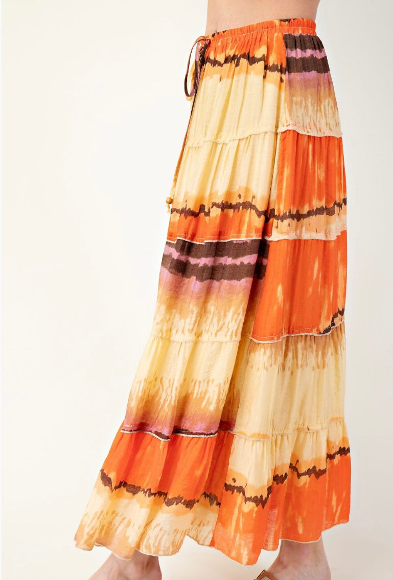 Sunset Sands Tiered Boho Maxi Skirt