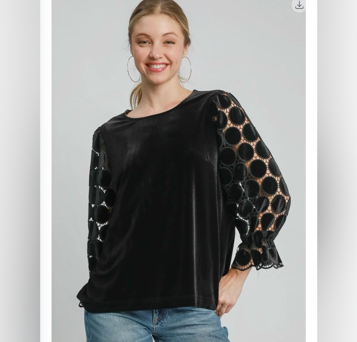 Social Circle, Velvet polka dot top