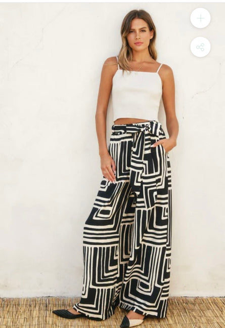 Monaco Maze Wide Leg Palazzo Pants