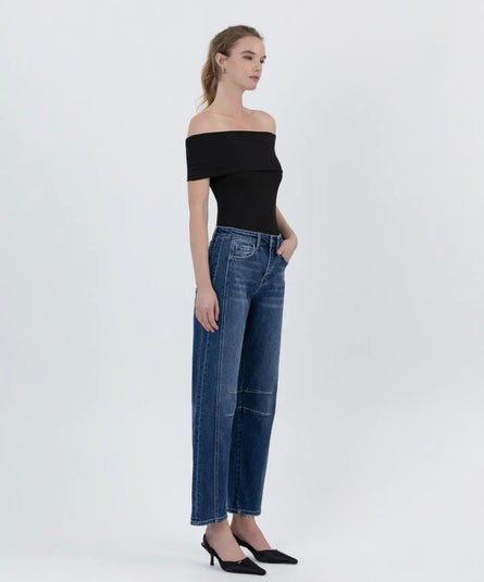 Flying Monkey, High-rise dark wash Barrel Jean