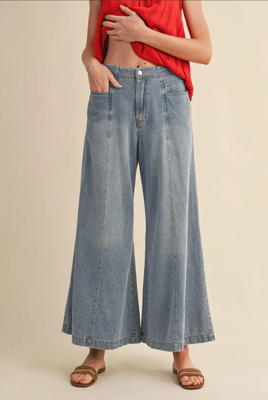 Vintage Wash Wide Leg Jeans