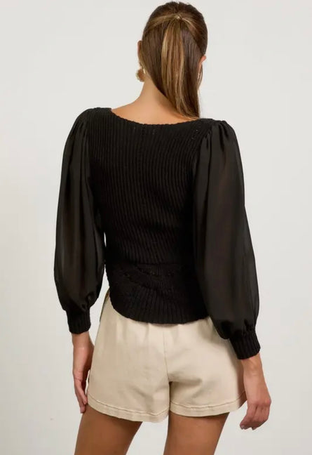 Madeleine, curved hem knitted blouse