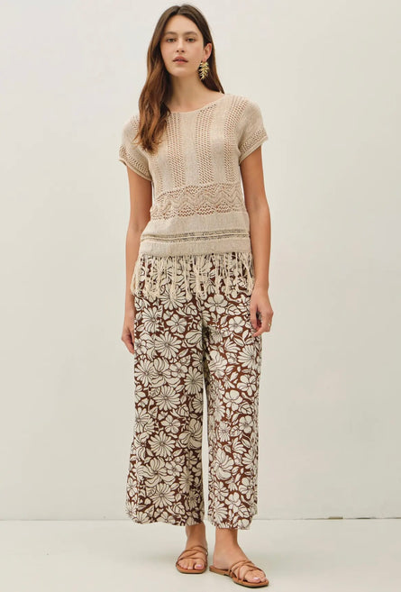 Fringed Crochet Sweater Top
