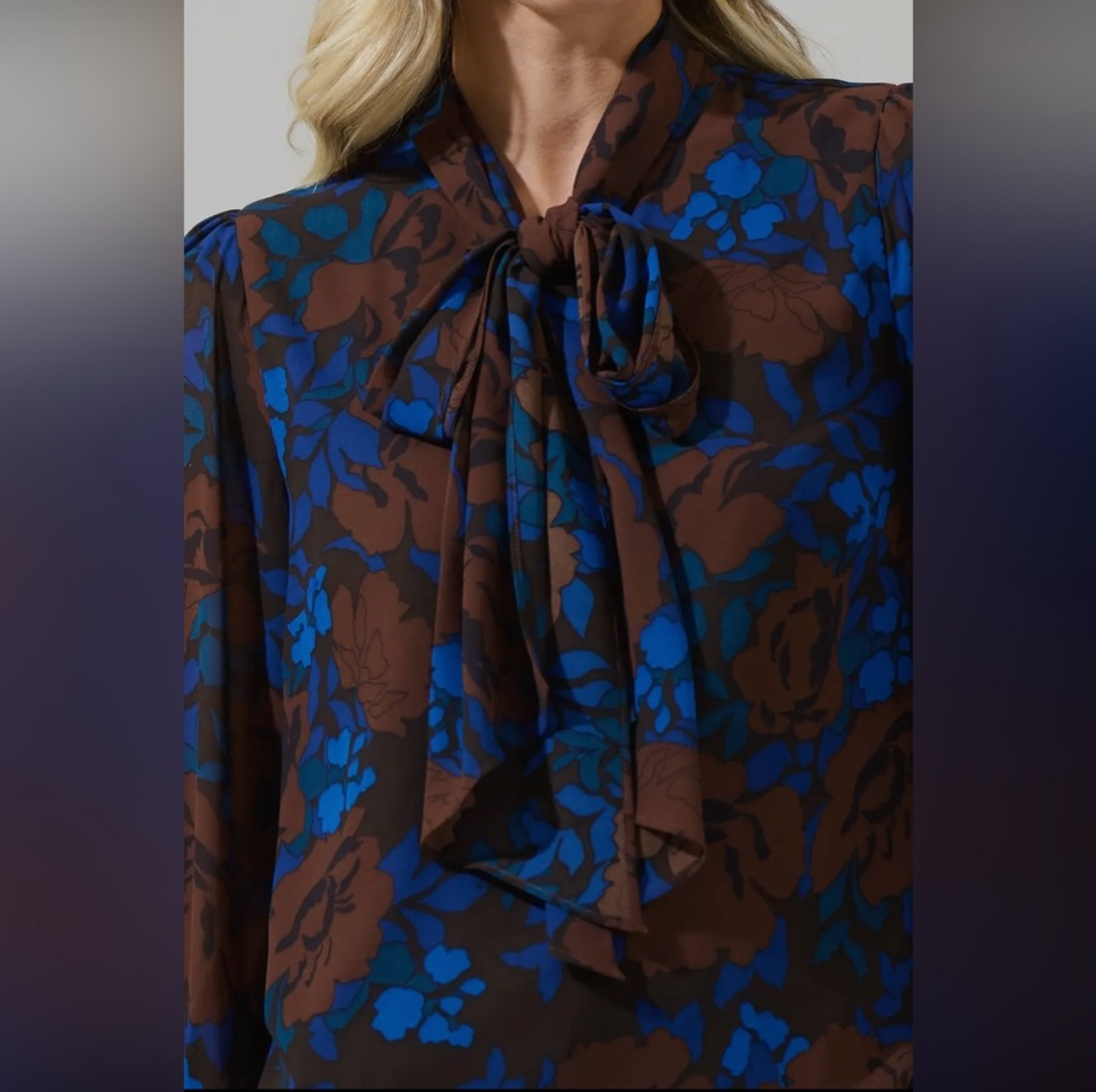 Lebanon floral Étienne tie neck blouse