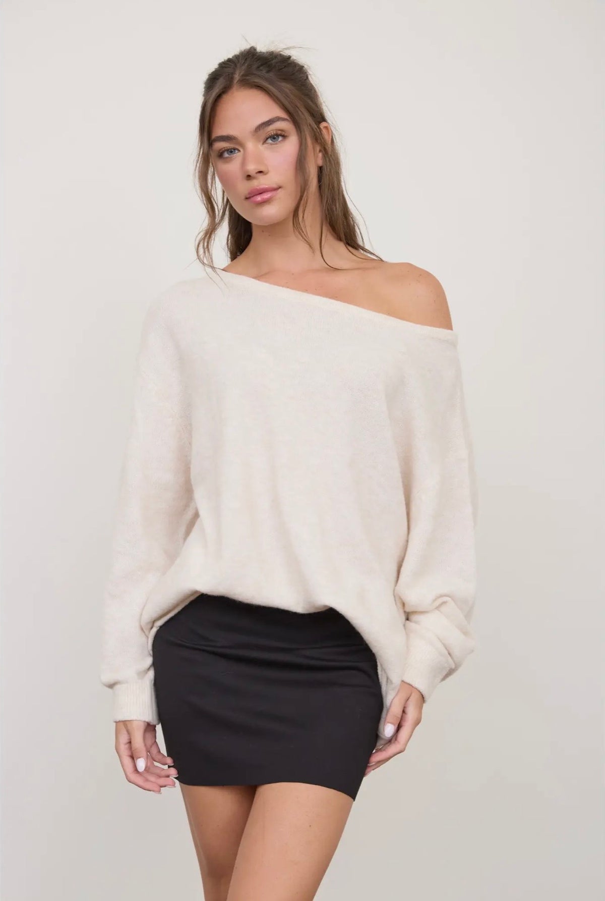 Effortless Oversized Boat Neck Sweater