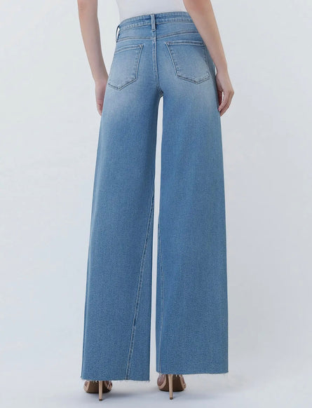 High Rise twisted seam wide leg jeans