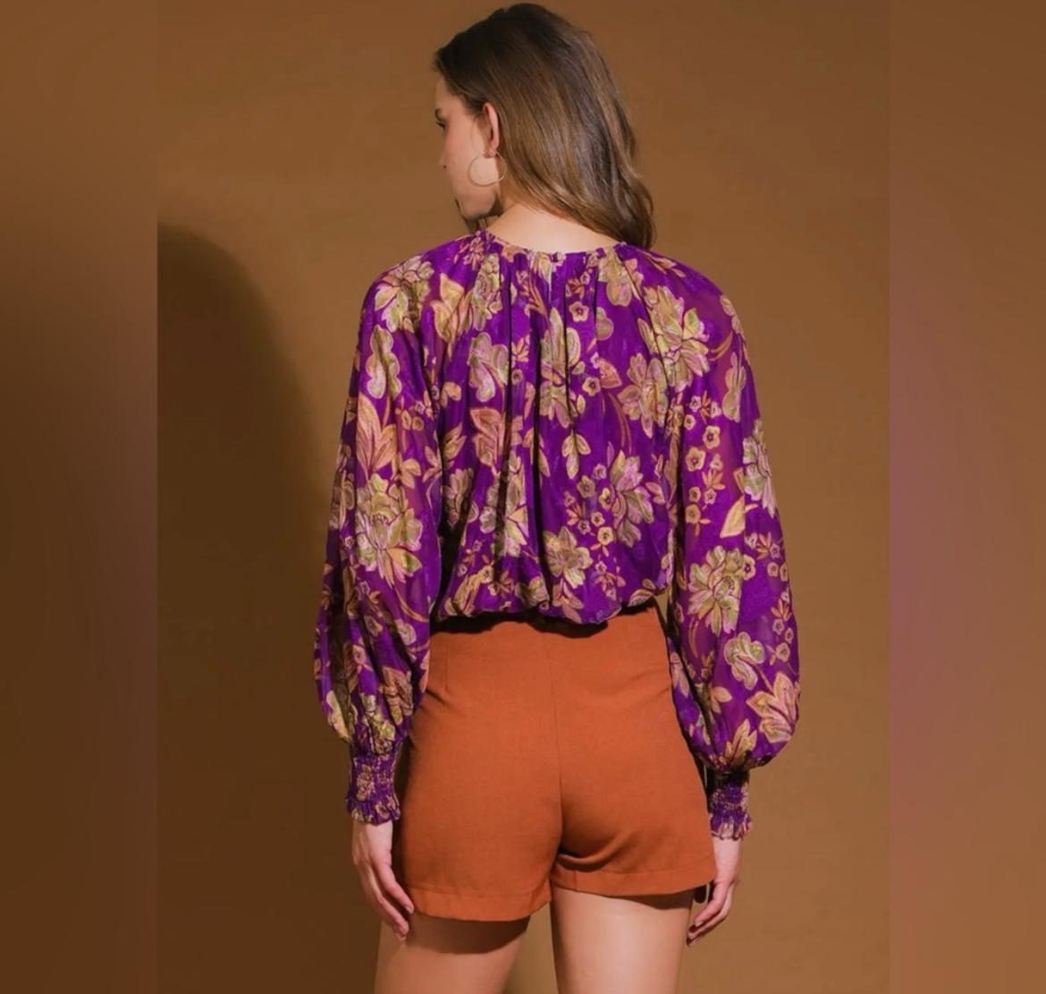 Flower Royale, smocked cuff blouse