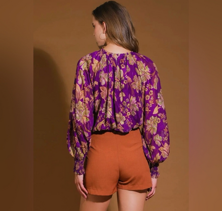 Flower Royale, smocked cuff blouse