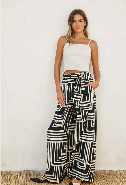 Monaco Maze Wide Leg Palazzo Pants