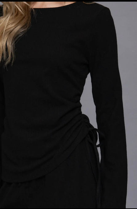 Onyx Ease two tone knit drawstring top