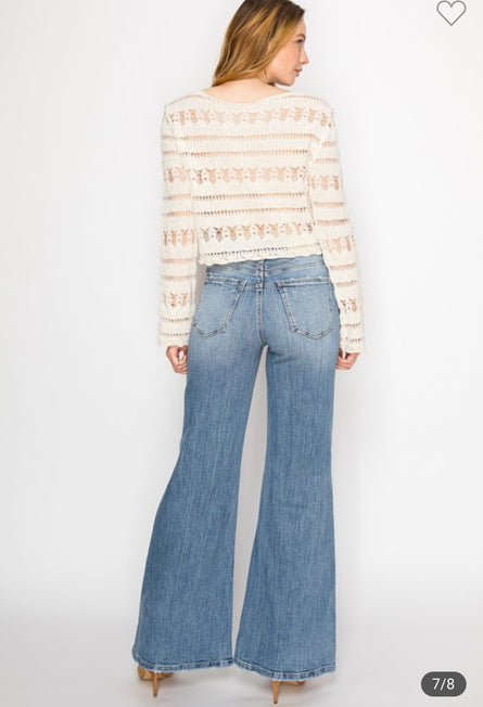Millie, High rise tummy control wide leg jean