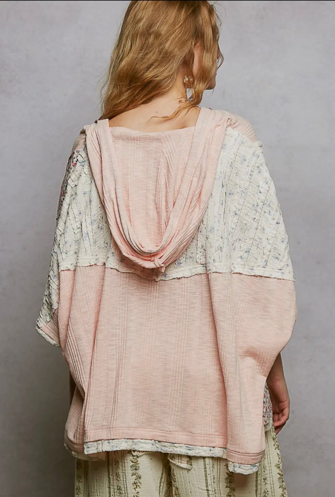 Starry Night, Lace contrast floral star patch knit top