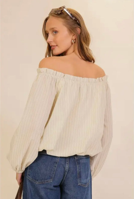 Women’s Ivory Off Shoulder Smocked Lace Blouse