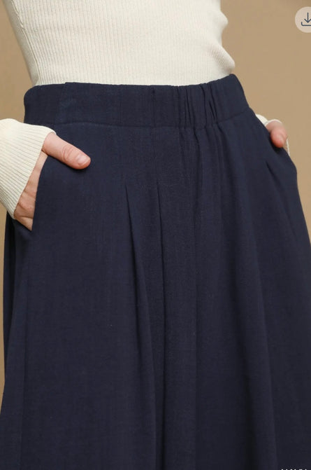 Cotton and Linen Blend Wide Leg Palazzo Pants