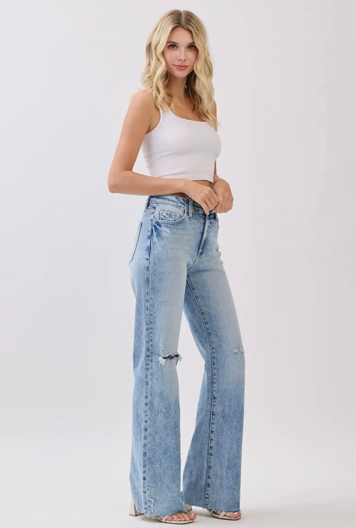 Petra153 Vintage Wash Stretch Flare Jeans