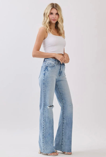 Petra153 Vintage Wash Stretch Flare Jeans