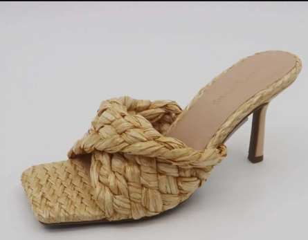 Sophia, raffia woven band mule sandal