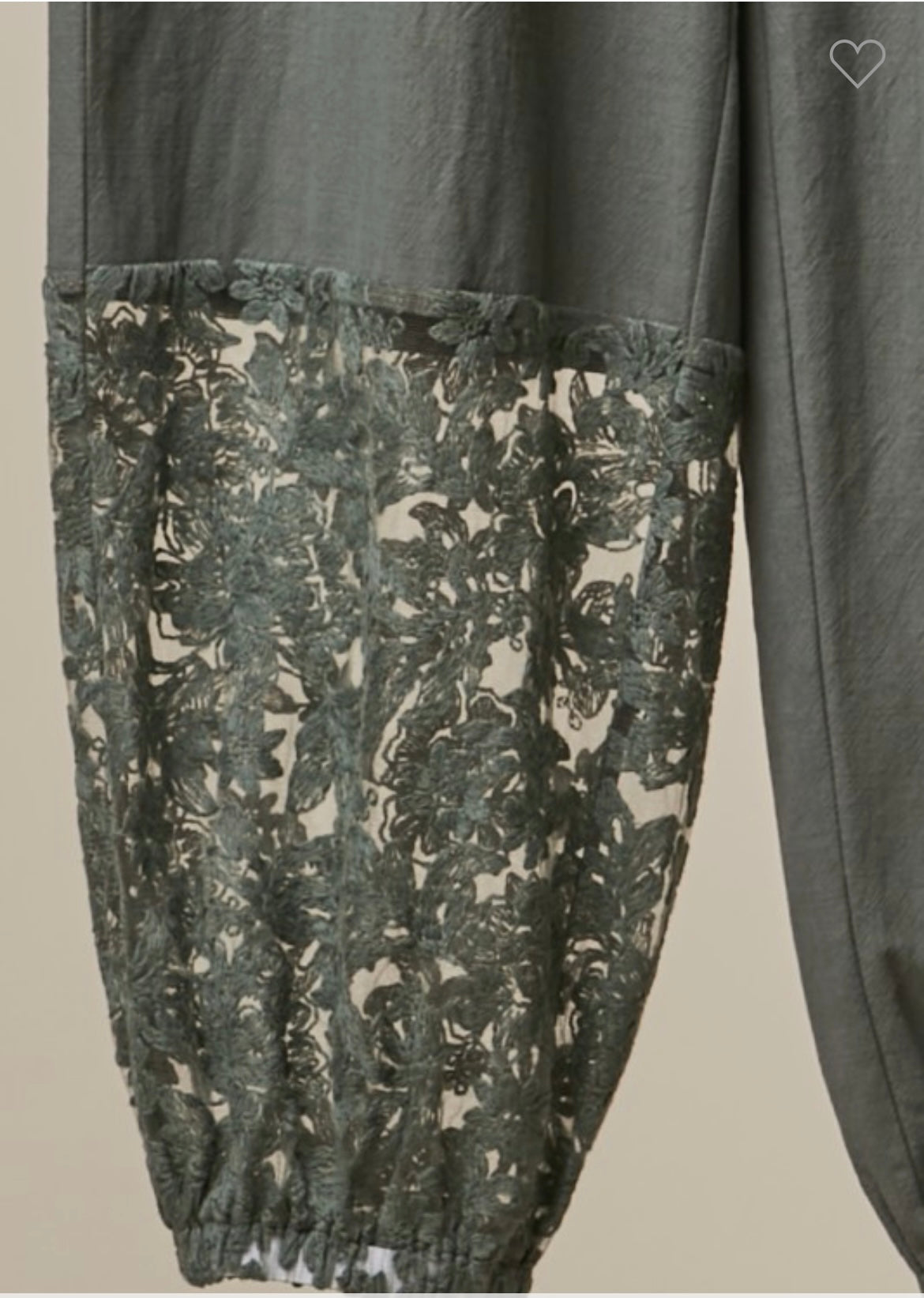 Lace Accent Patchwork Crochet Harem Jogger Pants