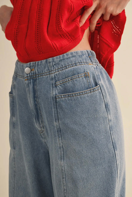 Vintage Wash Wide Leg Jeans