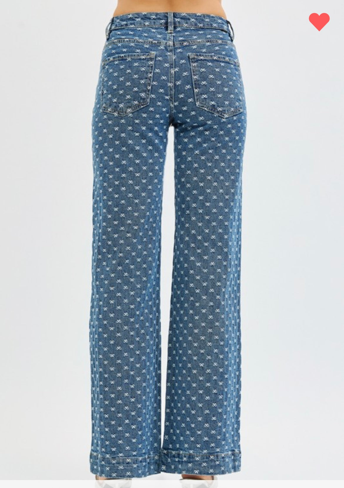 Ribbonette, Bow embroidered wide leg jean