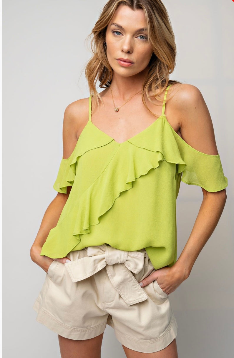 The Effortless Ruffle Cold Shoulder Blouse