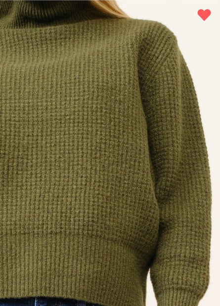 Audrey, waffle knit mock neck