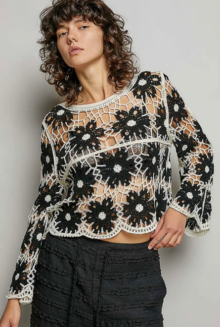 POL, Boho flower crochet top