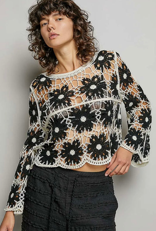 POL, Boho flower crochet top