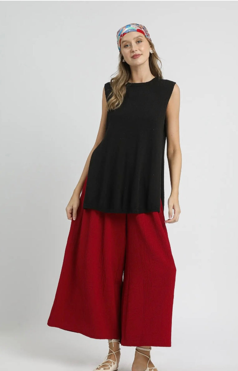 Crimson textured Palazzo Pants