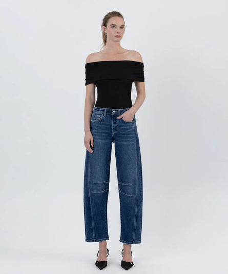 Flying Monkey, High-rise dark wash Barrel Jean