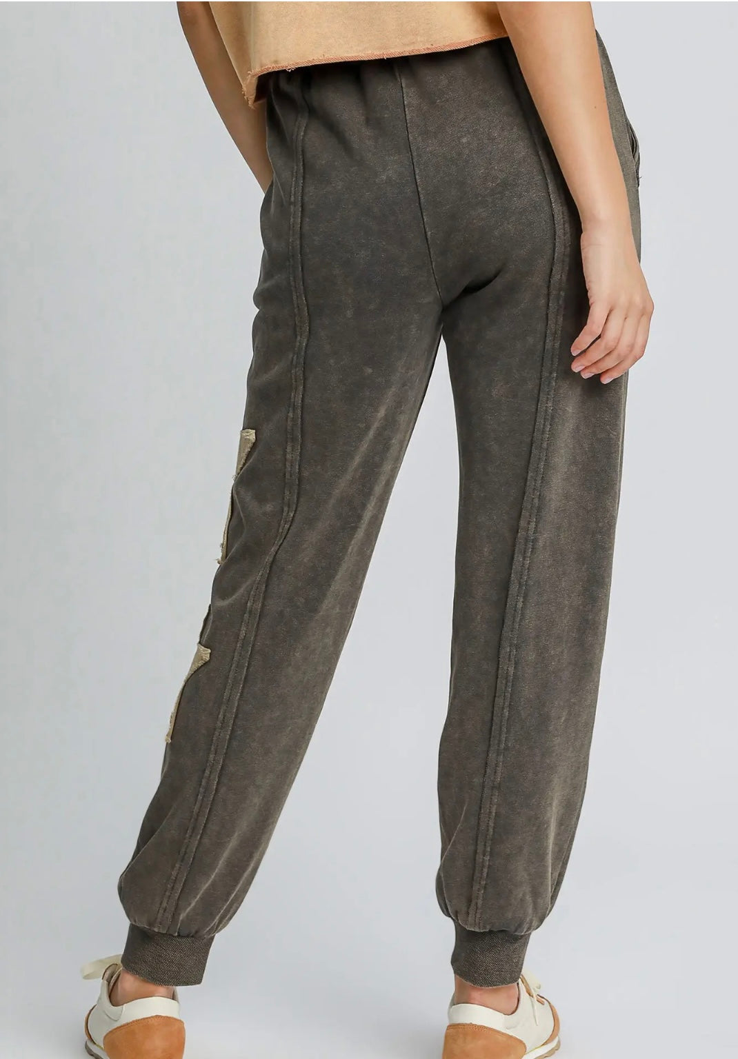 Lucky Star, mineral washed star patch joggers
