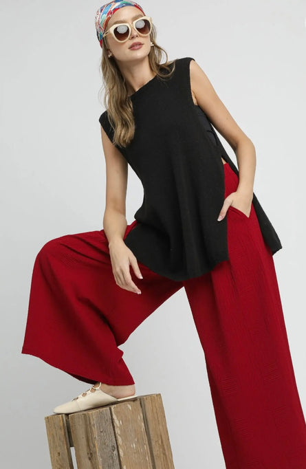 Crimson textured Palazzo Pants