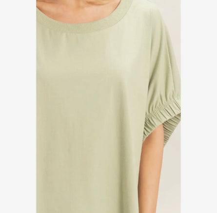 Cotton Boat Neck Dolman Top | Off Shoulder Flutter Sleeve Blouse