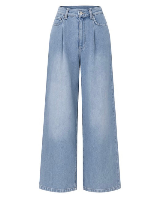 Pleated front, wide leg trouser Jeans