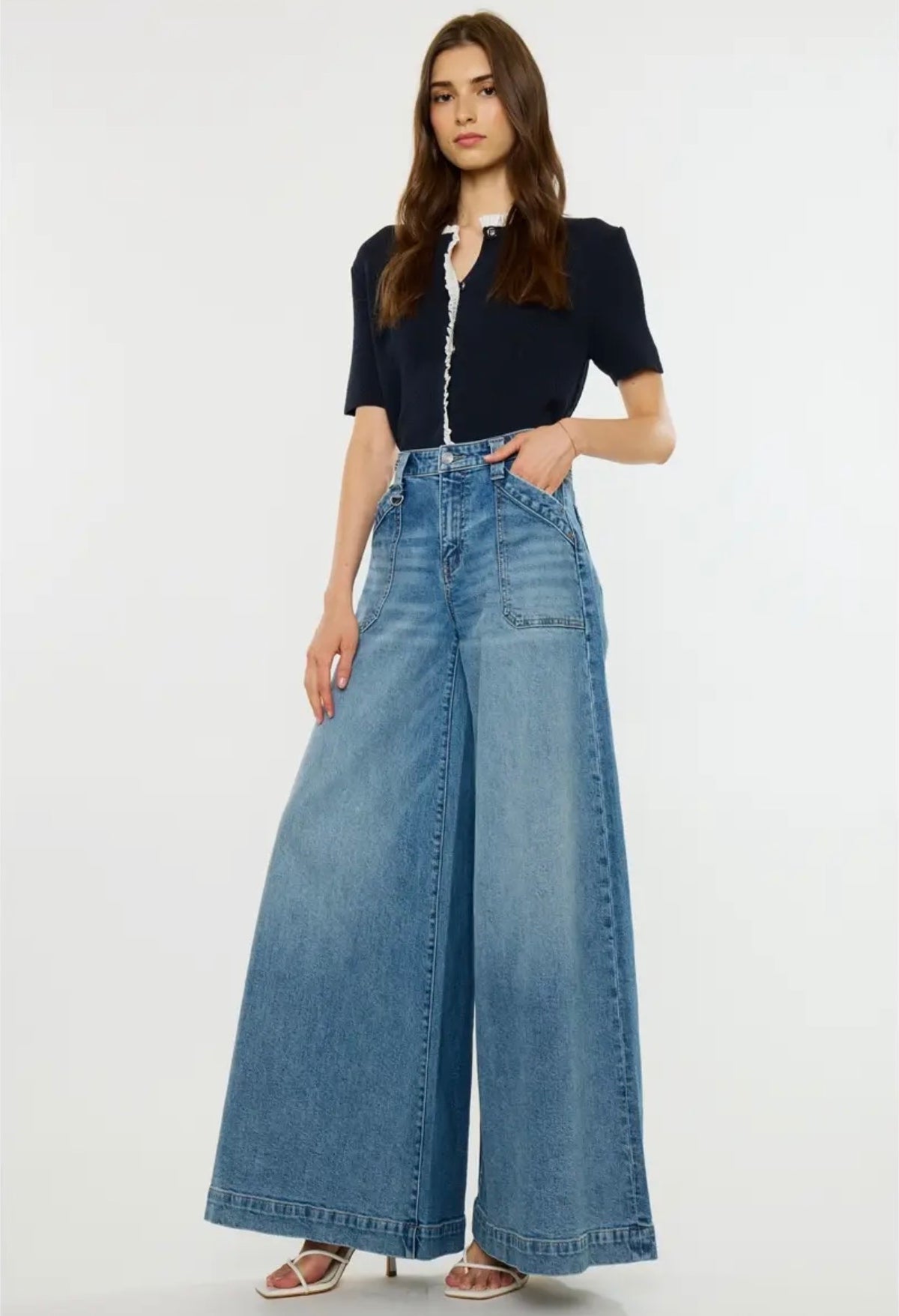 Kancan, High Rise Endless Wide Leg Palazzo Jeans