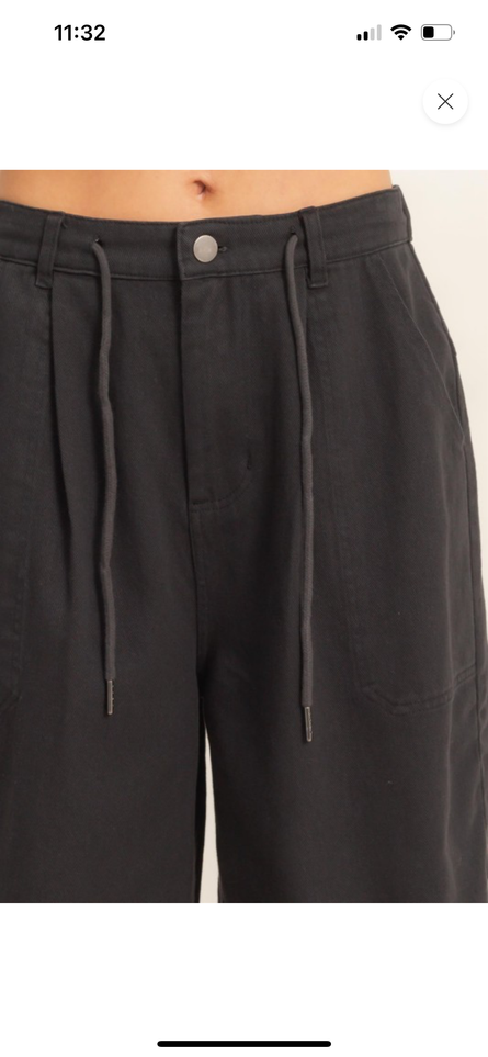 Drawstring waist Cotton Wide leg Jorts