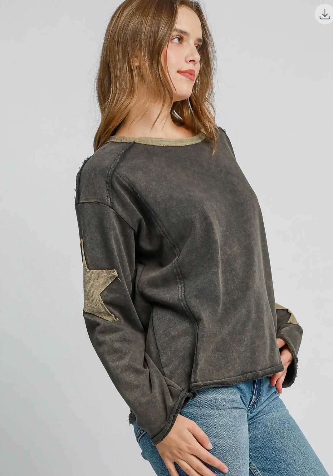 Lucky Star, mineral washed star patch sweatshirt