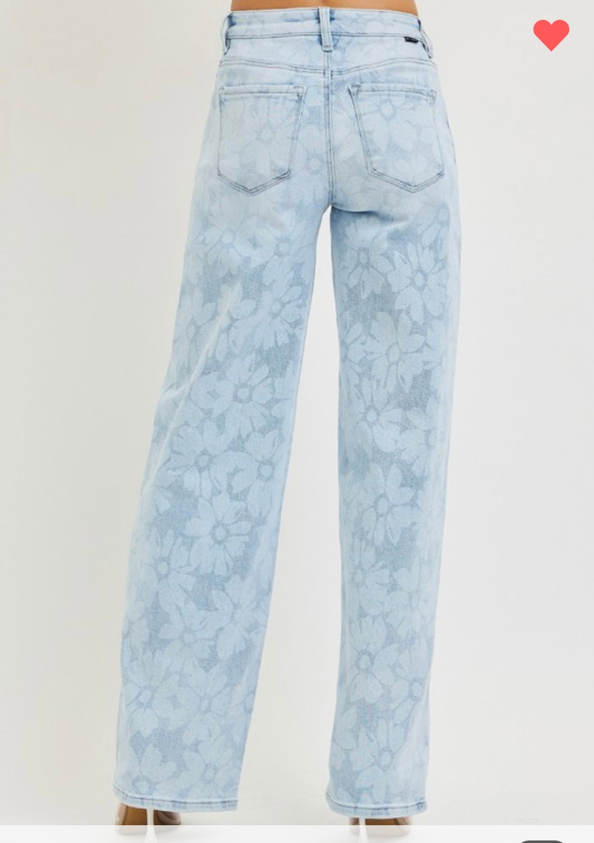 Blue Bloom Wide Leg Floral Denim Jeans – High Rise Statement Spring Jeans