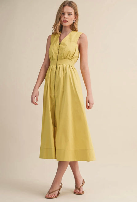 Golden Hour Zip Front Midi Dress