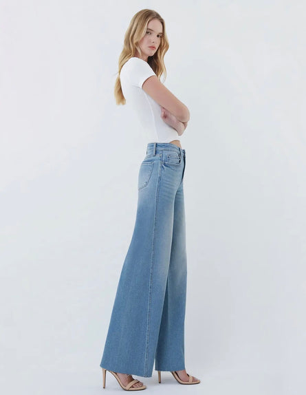 High Rise twisted seam wide leg jeans