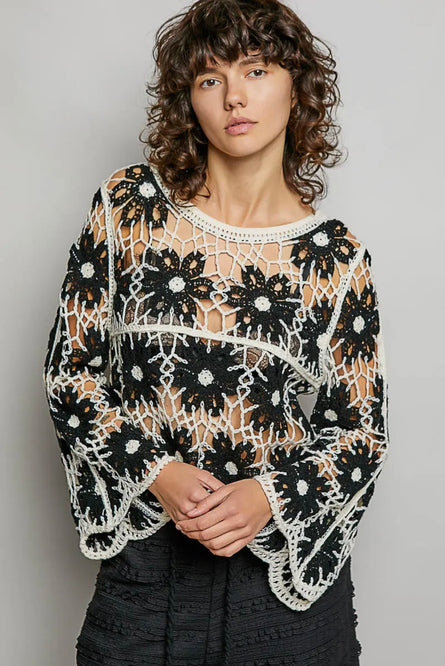 POL, Boho flower crochet top