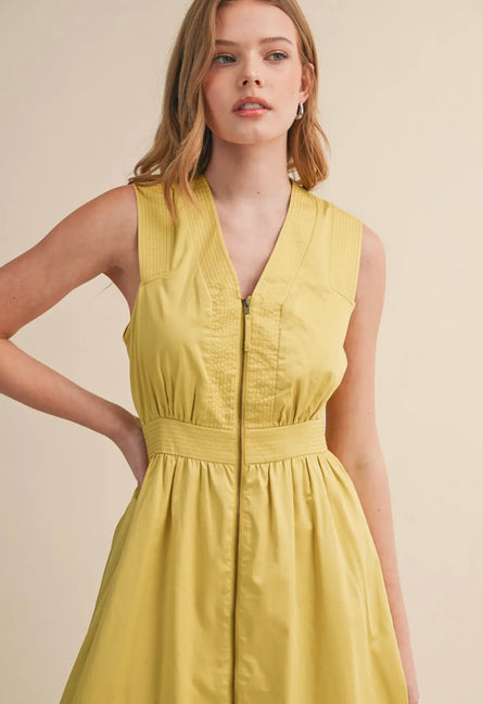 Golden Hour Zip Front Midi Dress