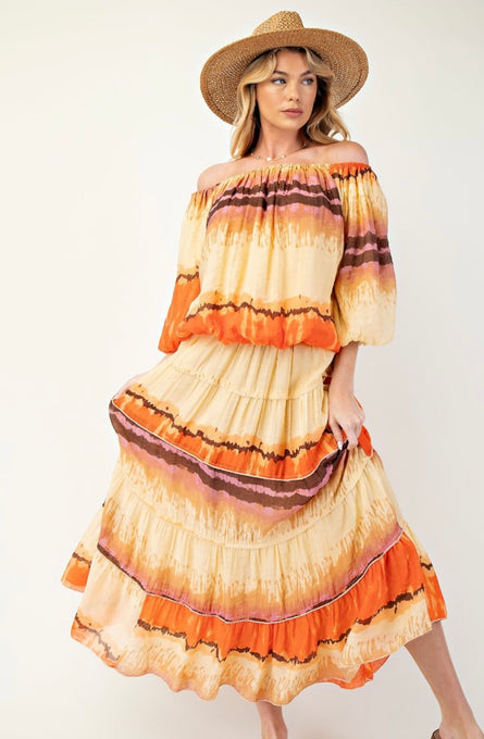 Sunset Sands Tiered Boho Maxi Skirt