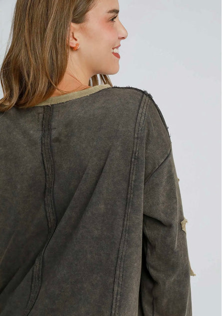 Lucky Star, mineral washed star patch sweatshirt